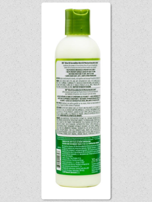 ORS Olive Oil Moisturizing Heat Protection nourishing Incredibly Rich Hair Styling Lotion, 8.5 fl oz