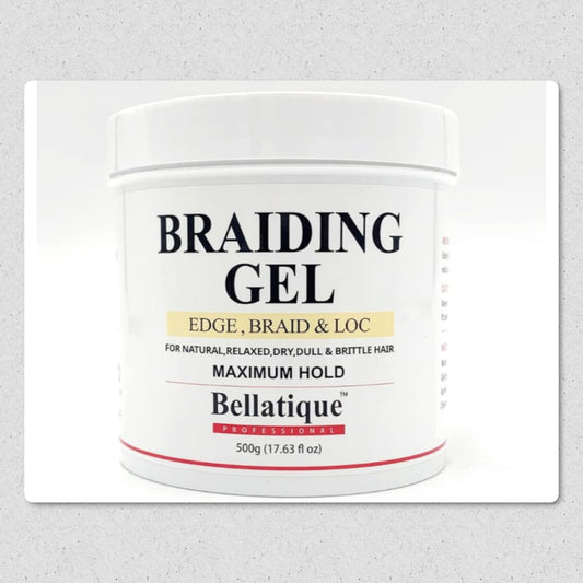BELLATIQUE Professional Braiding Gel Maximum Hold Gel (17.63 Oz) for Natural, Relaxed, Dry, Dull, & Brittle Hair - No Flaking, No Whitening, Fast Drying, High Shine, Maximum Hold - Lasts Up to 48 Hrs