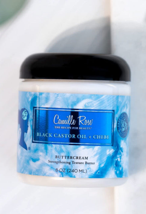 Camille Rose | Black Castor Oil & Chebe Buttercream | Strengthening Texture Butter | Restores Moisture for Thick, Textured Hair - 8 oz