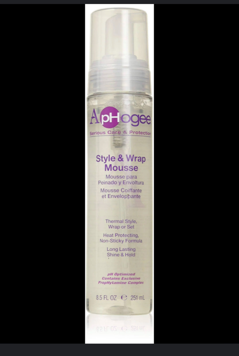 Aphogee Style & Wrap Mousse 8.5 Oz.
