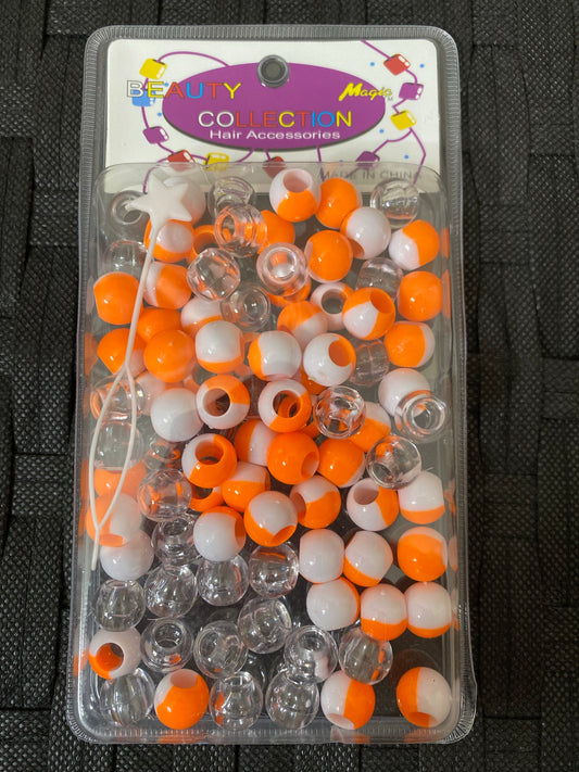 Jumbo Orange/White & Clear Beads